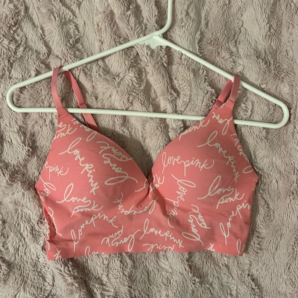 Pink with white lettering “love pink”